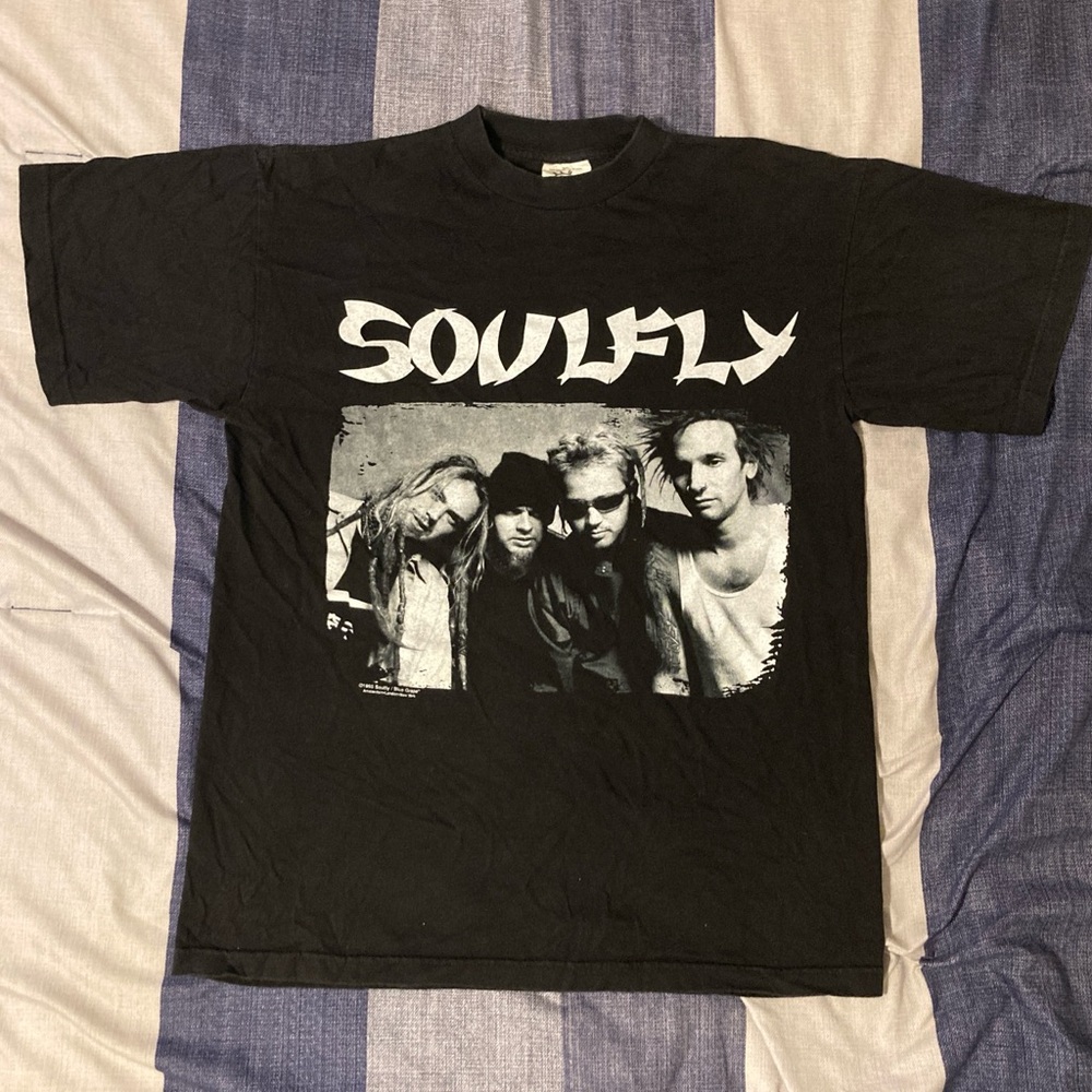Vtg 1998 Soulfly Band Tee Graphic T Shirt Heavy Metal Group USA